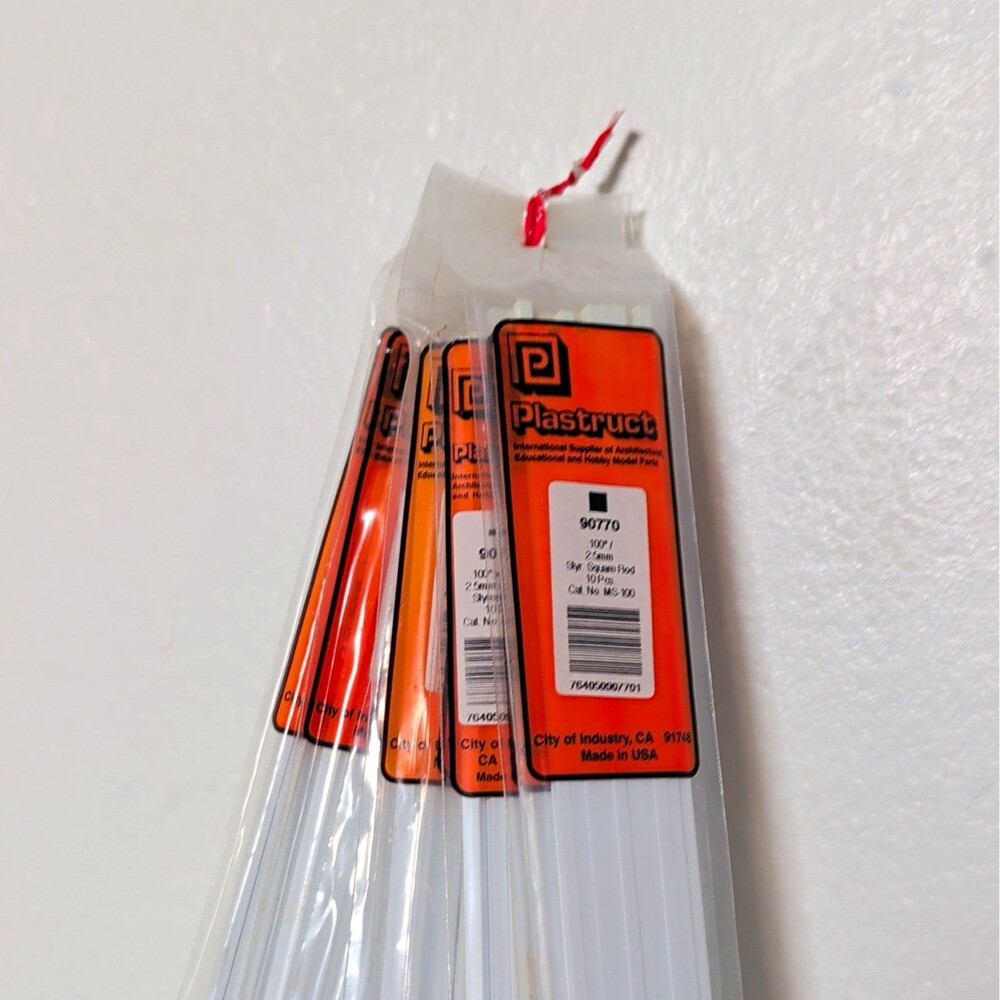 Plastruct Styrene Square Rod 12 Pack Assorted Model Building Bulk Lot